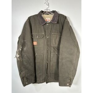 Sorel Mens Olive Green Canvas Workwear Chore Coat Distressed Rugged Jacket M